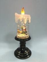 XAC130 Antique Candle w/Santa & Reindeer