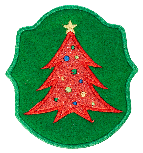 LIGHTS HOLDER - Green Pocket with Red Glitter Christmas Tree