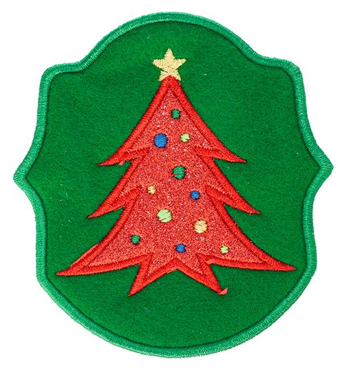 LIGHTS HOLDER - Green Pocket with Red Glitter Christmas Tree