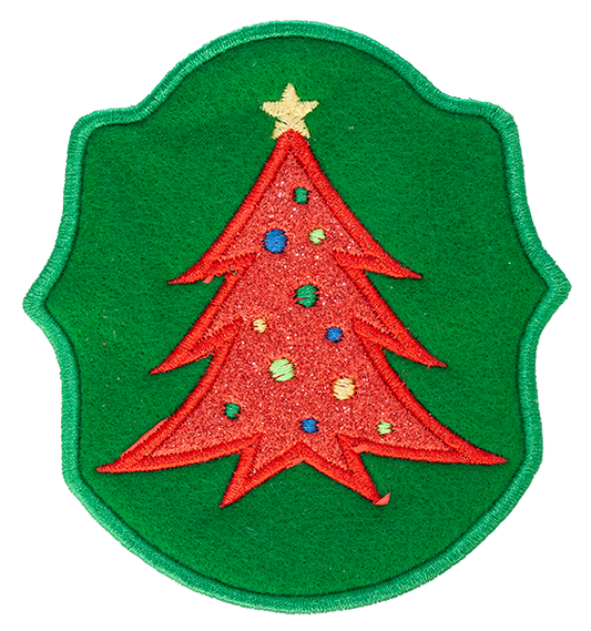 LIGHTS HOLDER - Green Pocket with Red Glitter Christmas Tree