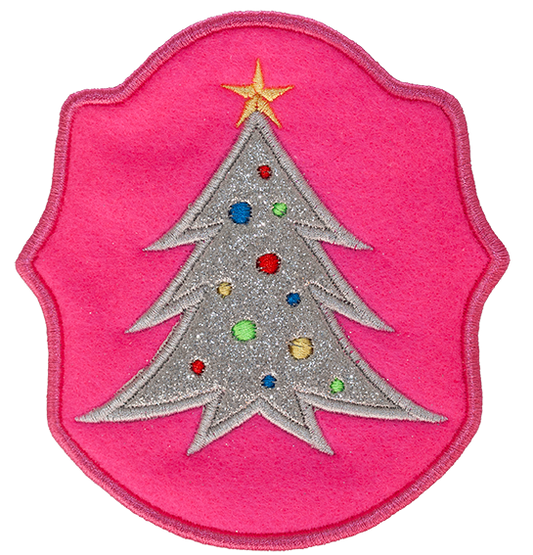 LIGHTS HOLDER - Pink  Pocket with Silver Glitter Christmas Tree