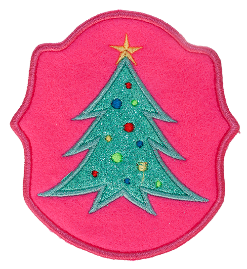 LIGHTS HOLDER - Pink  Pocket with Teal Glitter Christmas Tree