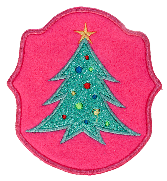 LIGHTS HOLDER - Pink  Pocket with Teal Glitter Christmas Tree