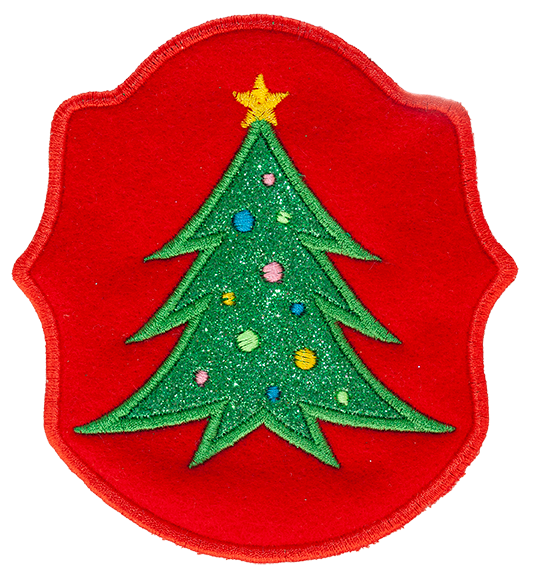 LIGHTS HOLDER - Red Pocket with Green Glitter Christmas Tree