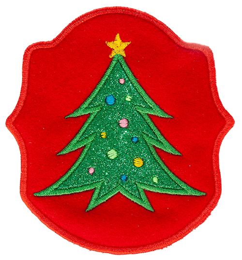 LIGHTS HOLDER - Red Pocket with Green Glitter Christmas Tree