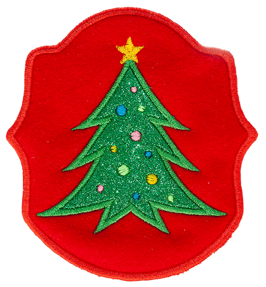 LIGHTS HOLDER - Red Pocket with Green Glitter Christmas Tree