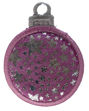 SMALL - Bauble - Pink Velvet with Silver Stars