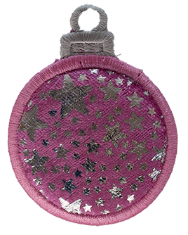 SMALL - Bauble - Pink Velvet with Silver Stars