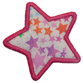 SMALL - Star - Pink with Multi-coloured Stars
