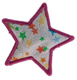 SMALL - Star - Hot Pink with Multi-coloured Stars