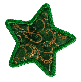 SMALL - Star - Green with Gold Swirls