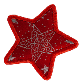SMALL - Star - Red with Silver Stars