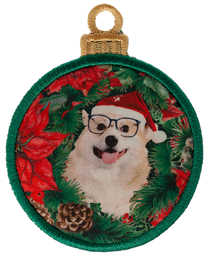 LARGE BAUBLE - Poinsettia Dogs