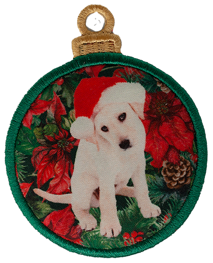 LARGE BAUBLE - Poinsettia Dogs