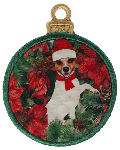 LARGE BAUBLE - Poinsettia Dogs