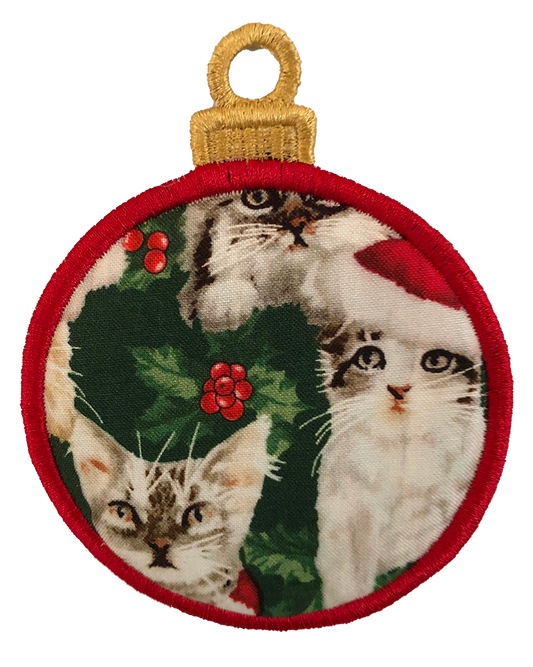 LARGE BAUBLE - All Over Cats - Green