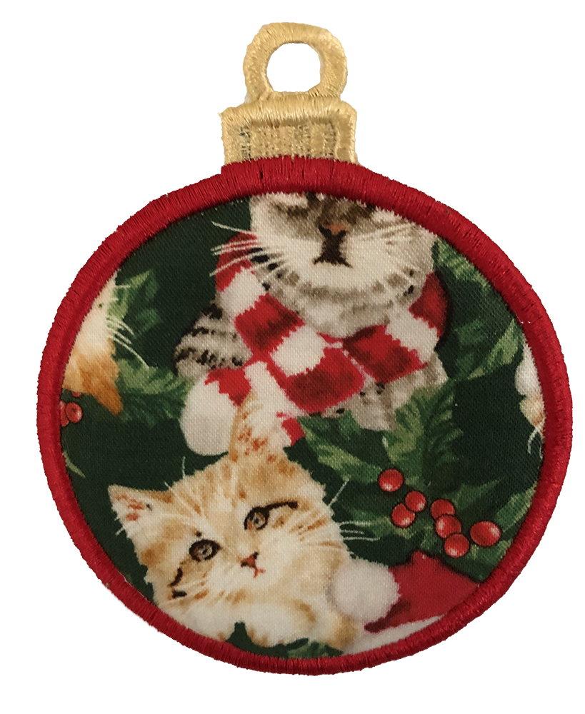 LARGE BAUBLE - All Over Cats - Green