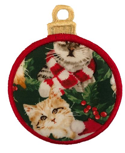 LARGE BAUBLE - All Over Cats - Green