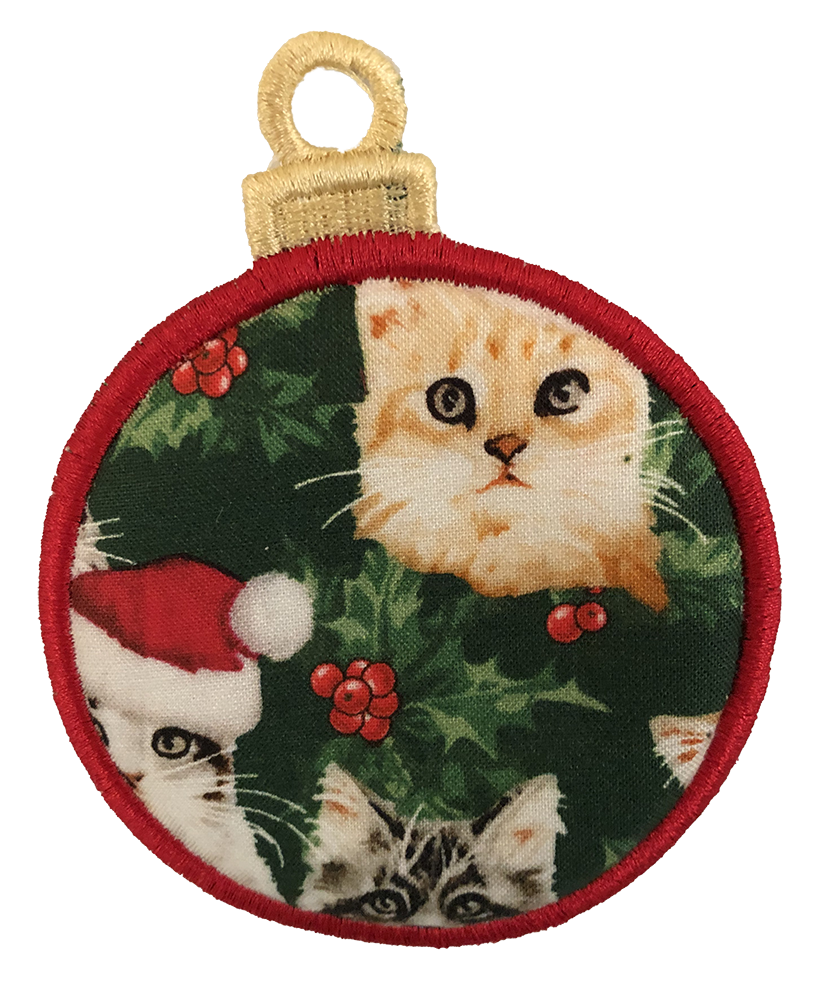 LARGE BAUBLE - All Over Cats - Green