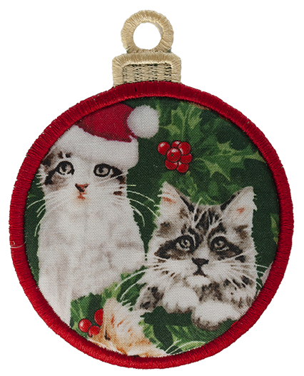 LARGE BAUBLE - All Over Cats - Green