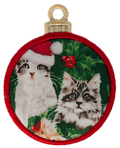 LARGE BAUBLE - All Over Cats - Green