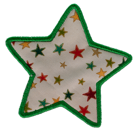 LARGE - Star - Cream with Multi-coloured Stars