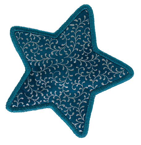 LARGE - Star - Teal with Silver Swirls