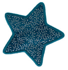 LARGE - Star - Teal with Silver Swirls