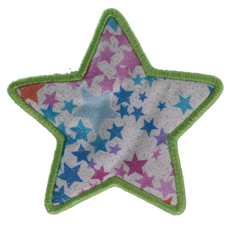 LARGE - Star - Green with Bright Multi-coloured Stars