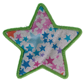 LARGE - Star - Green with Bright Multi-coloured Stars