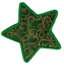 LARGE - Star - Green with Gold Swirls