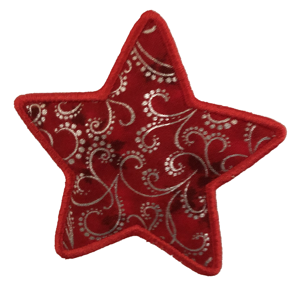 LARGE - Star - Red with Silver Swirls
