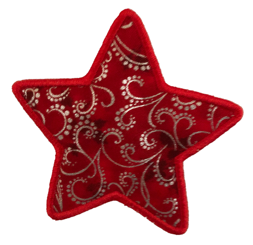 LARGE - Star - Red with Silver Swirls