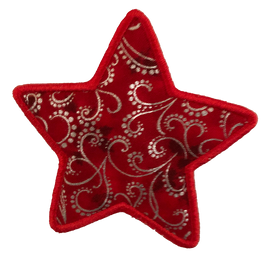 LARGE - Star - Red with Silver Swirls