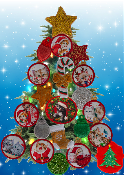 Magnetic Christmas Tree (Medium) Decorated - Kitten Lovers