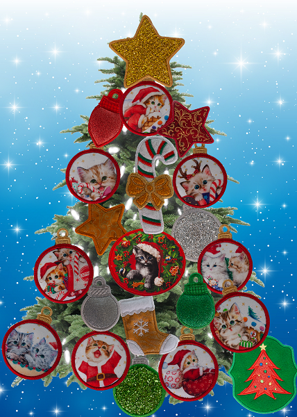 Magnetic Christmas Tree (Medium) Decorated - Kitten Lovers
