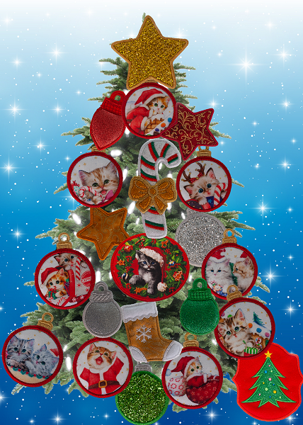 Magnetic Christmas Tree (Medium) Decorated - Kitten Lovers
