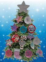 Magnetic Christmas Tree (Medium) Decorated - Pink, White, Teal Ornaments