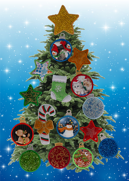 Magnetic Christmas Tree (Medium) Decorated - Gold, Green, Red, Blue