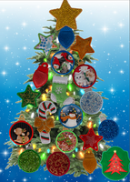 Magnetic Christmas Tree (Medium) Decorated - Gold, Green, Red, Blue