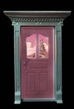 Fairy Door - Light Pink - Glittered - w/Window/Pict