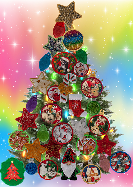 Large Magnetic Christmas Tree Decorated - Cat Lovers