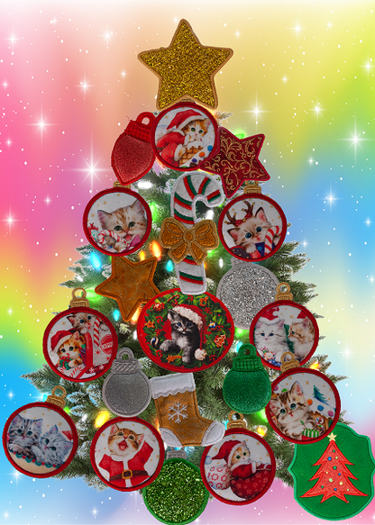 Magnetic Christmas Tree (Medium) Decorated - Kitten Lovers