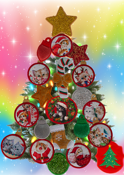 Magnetic Christmas Tree (Medium) Decorated - Kitten Lovers