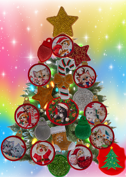 Magnetic Christmas Tree (Medium) Decorated - Kitten Lovers