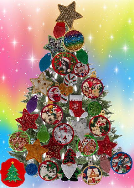 Large Magnetic Christmas Tree Decorated - Cat Lovers