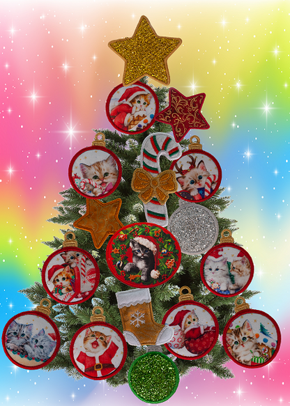 Magnetic Christmas Tree (Medium) Decorated - Kitten Lovers