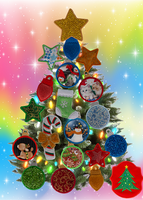 Magnetic Christmas Tree (Medium) Decorated - Gold, Green, Red, Blue