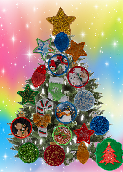 Magnetic Christmas Tree (Medium) Decorated - Gold, Green, Red, Blue