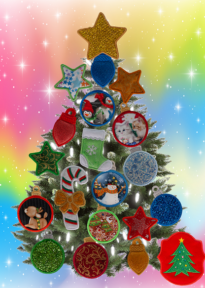 Magnetic Christmas Tree (Medium) Decorated - Gold, Green, Red, Blue